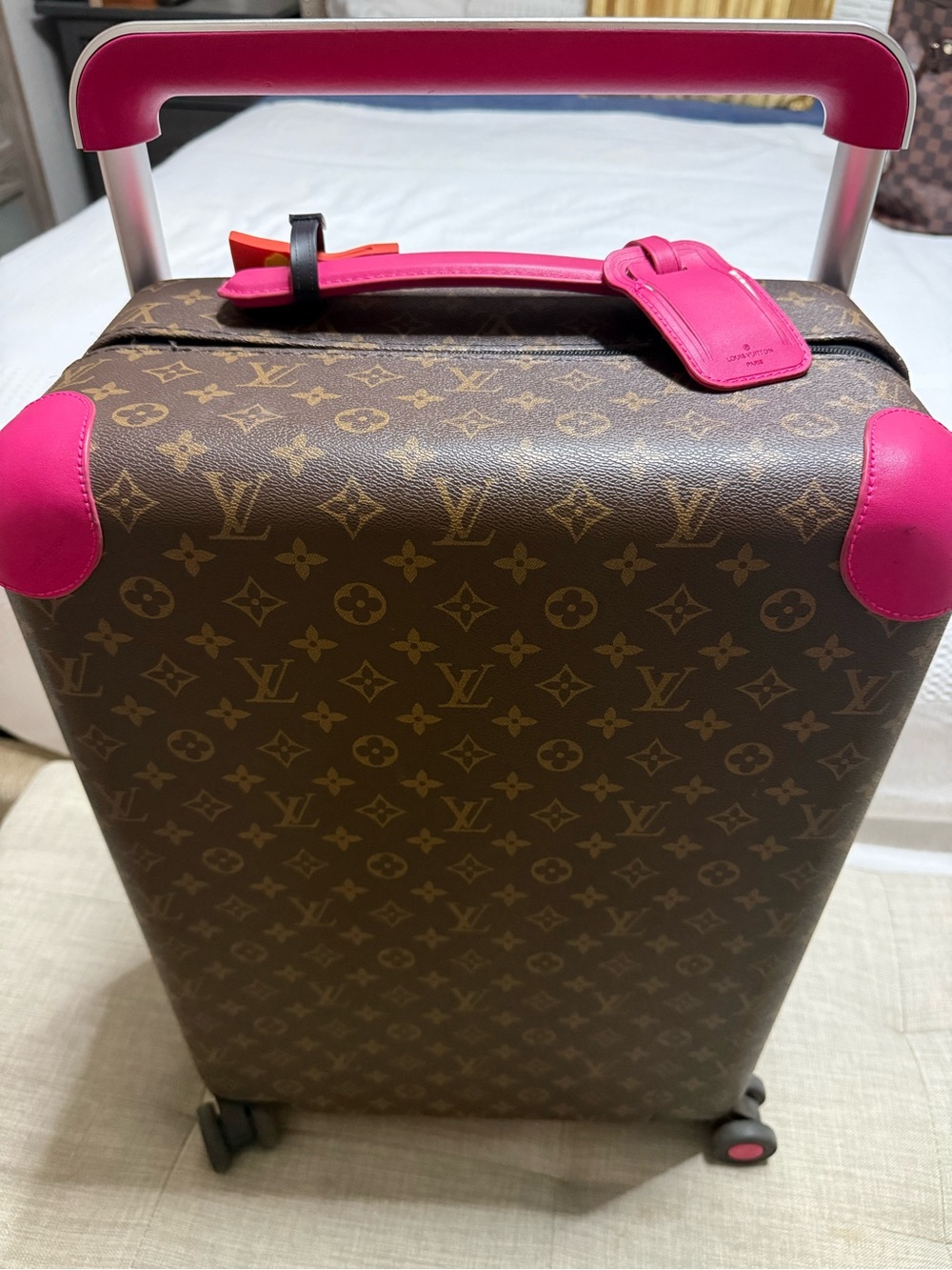 Monogram Rolling Carry-On with Fuchsia Accents